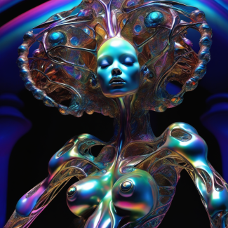 An artistic orb blending natural elements with mechanical designs, emphasised by a glowing eye.