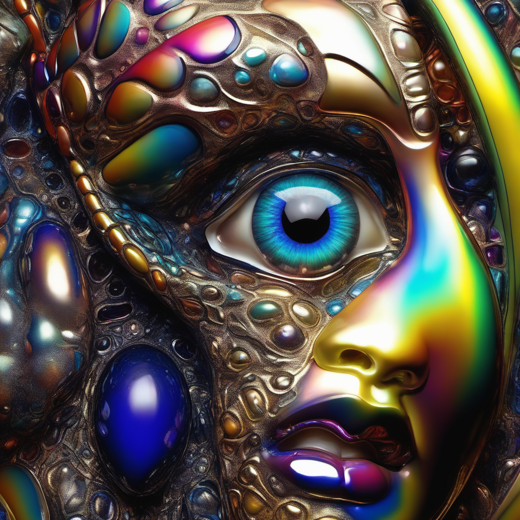 A luminous entity with a central shape radiating vibrant colours and hypnotic patterns.